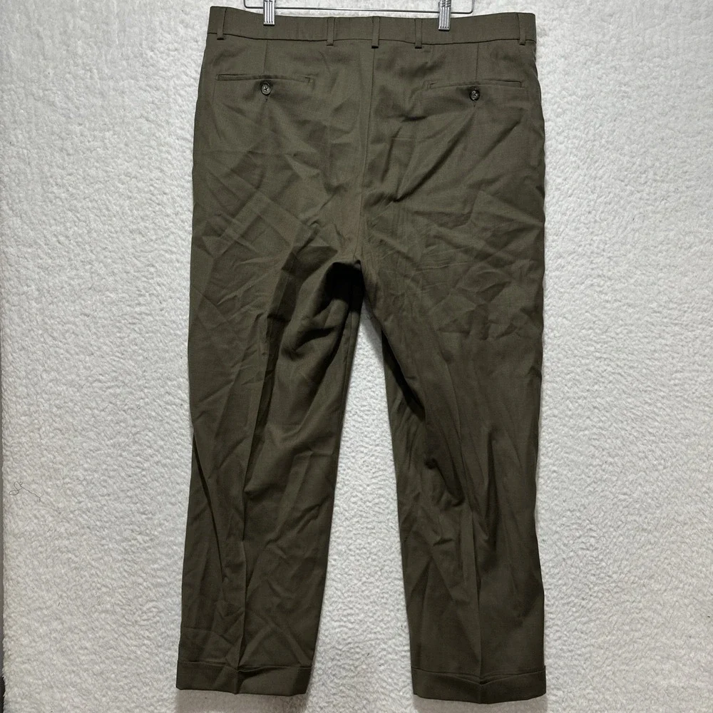 H. Stockton Comfort EZE Super 120's Wool 90s Flat‎ Cuffed Dress Pants Size 38